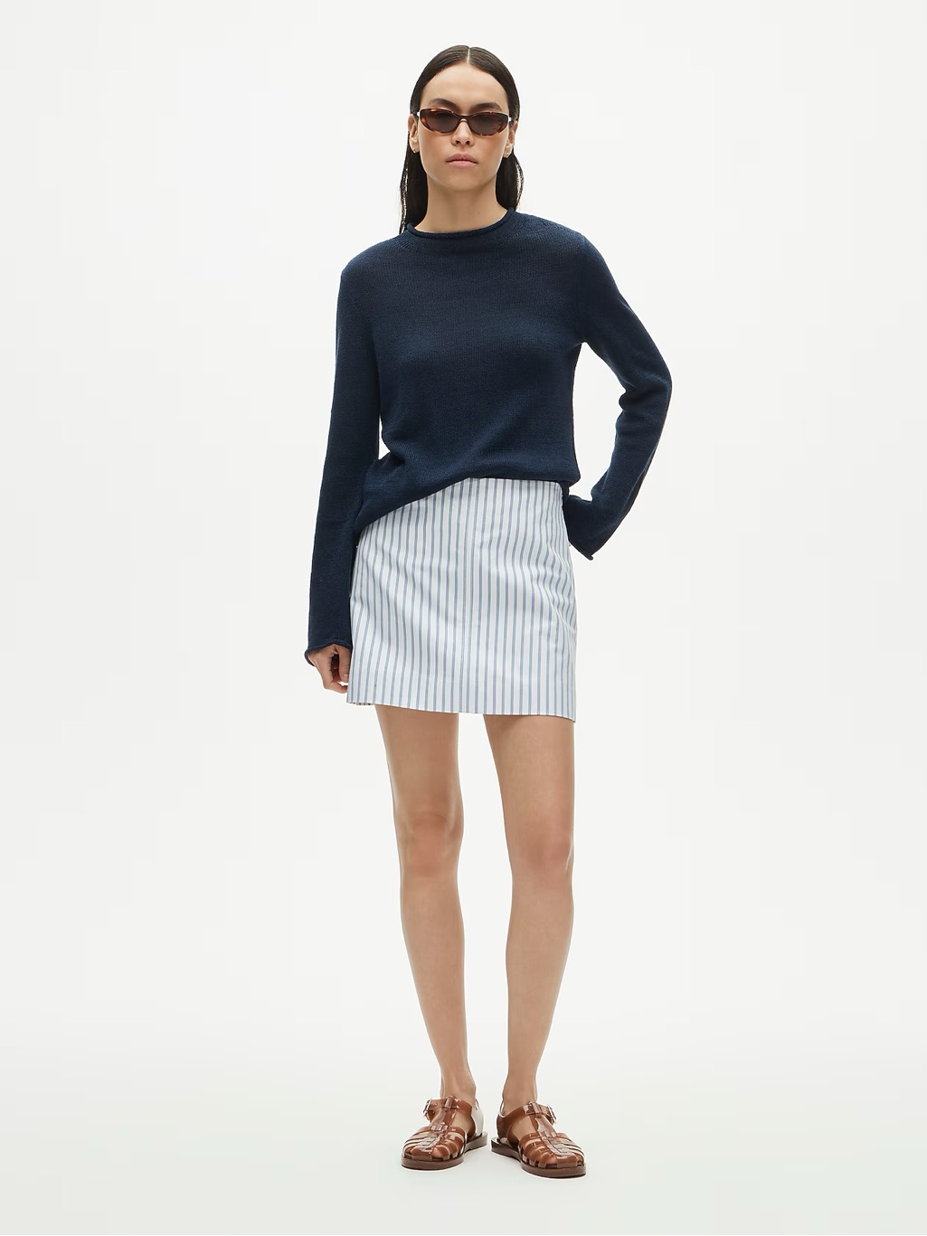 J. Crew Fairfax Mini Skirt In Striped Double Cotton Poplin